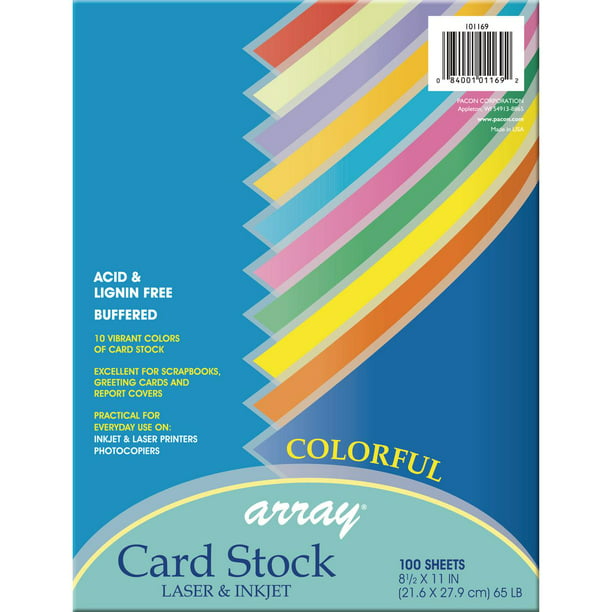 Pacon Card Stock 8-1/2" x 11" Parchment Assortment 5 Colors 100 Sheets 